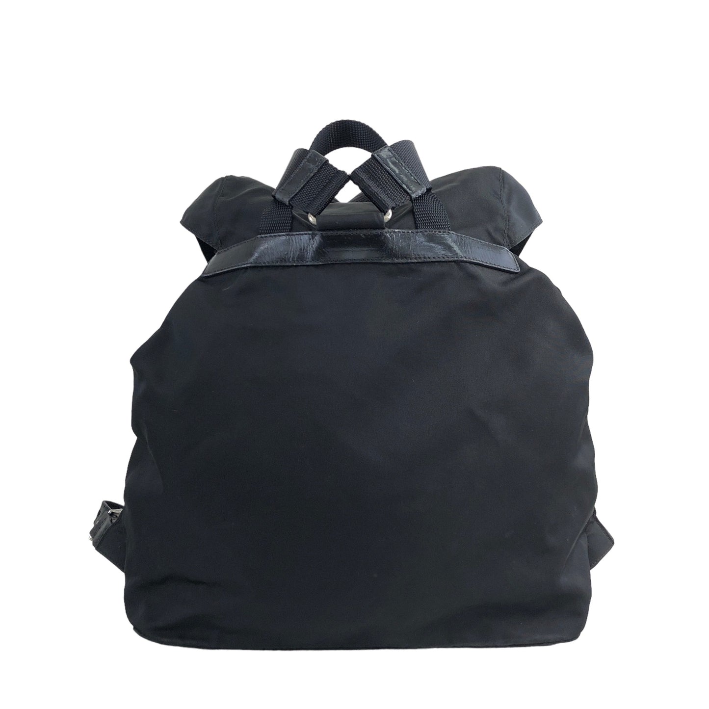 PRADA Triangle Logo Double Pocket Nylon Backpack Black Vintage b8jckr