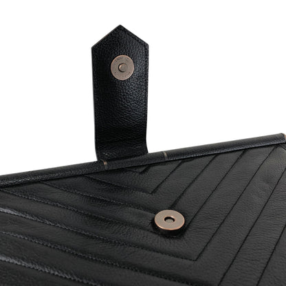 Yves Saint Laurent YSL Logo Bias Stitch Clutch bag Black Vintage hiam4r