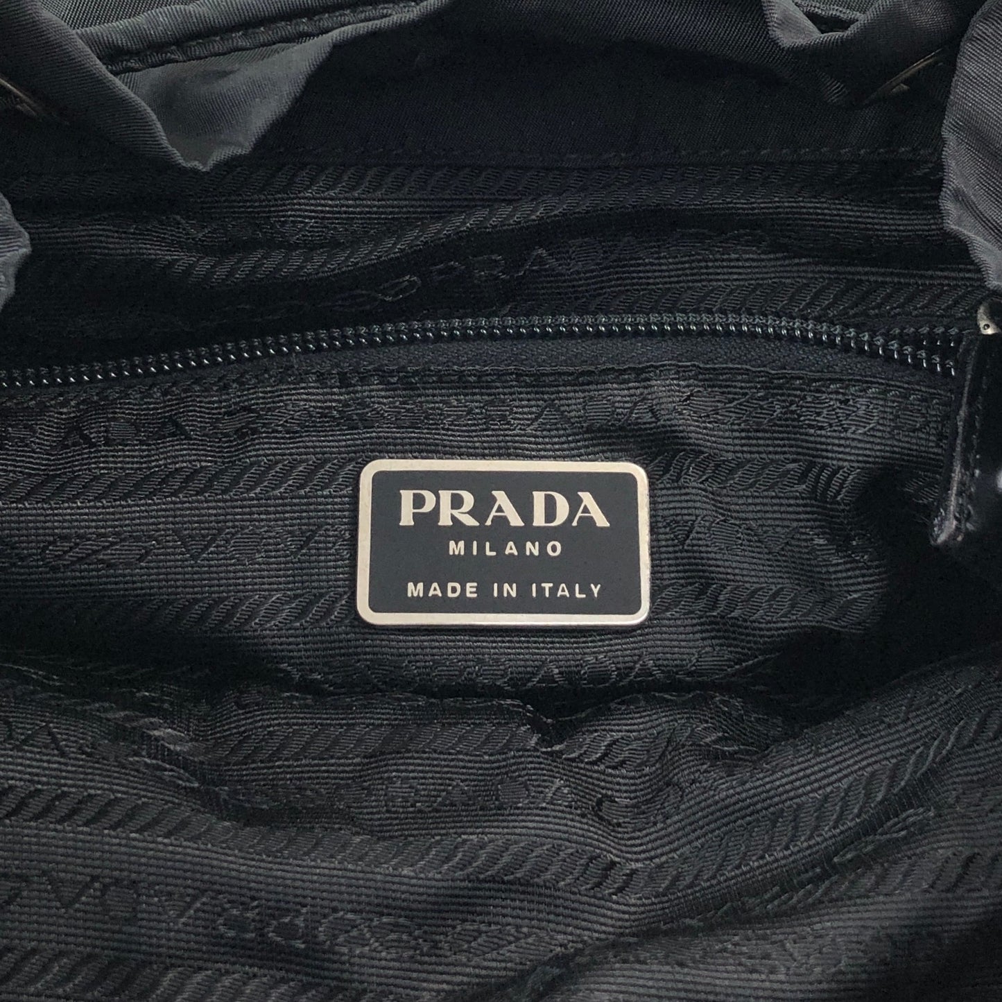 PRADA Tessuto Triangle Logo Double Pocket Backpack Black Vintage wu63sv