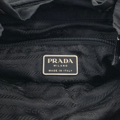 PRADA Tessuto Triangle Logo Double Pocket Backpack Black Vintage wu63sv