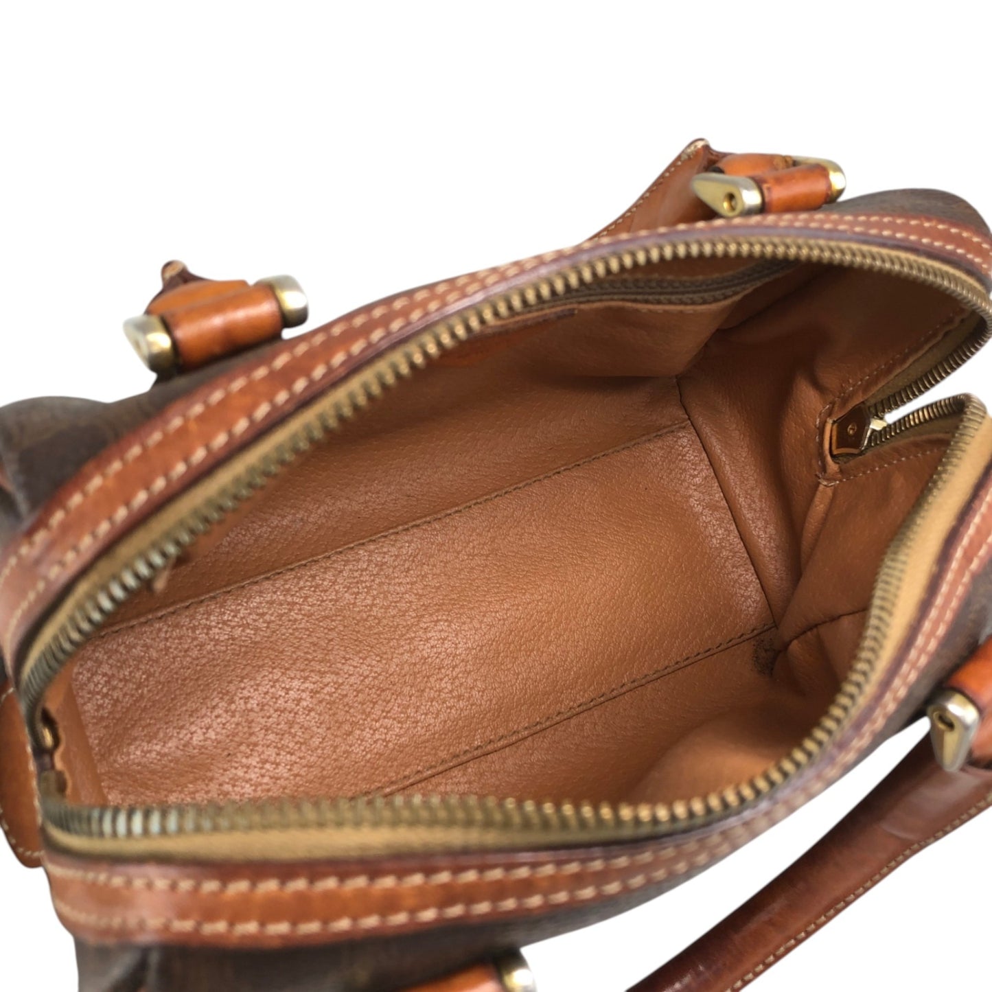 CELINE Macadam Two-way Small Boston bag Shoulder bag Brown Vintage b6a3tr