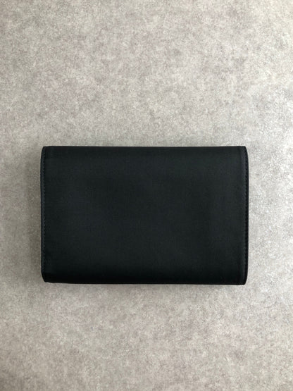 PRADA Tessuto Triangle Logo Trifold Wallet Black Vintage yyjymp