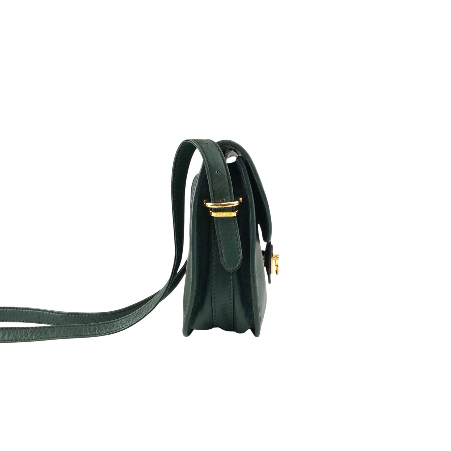 CELINE Gancini Shoulder bag Green Vintage jh6t3a