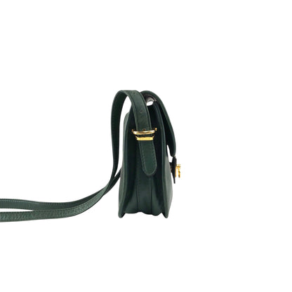 CELINE Gancini Shoulder bag Green Vintage jh6t3a