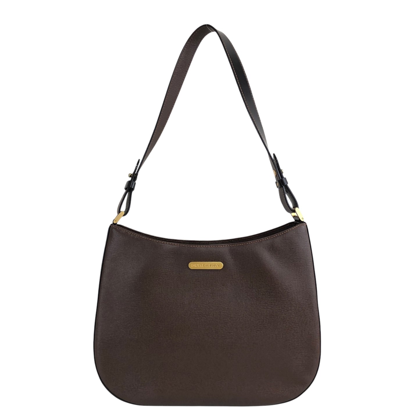 BURBERRY Logo Shoulder bag Brown Vintage  jmw4eb