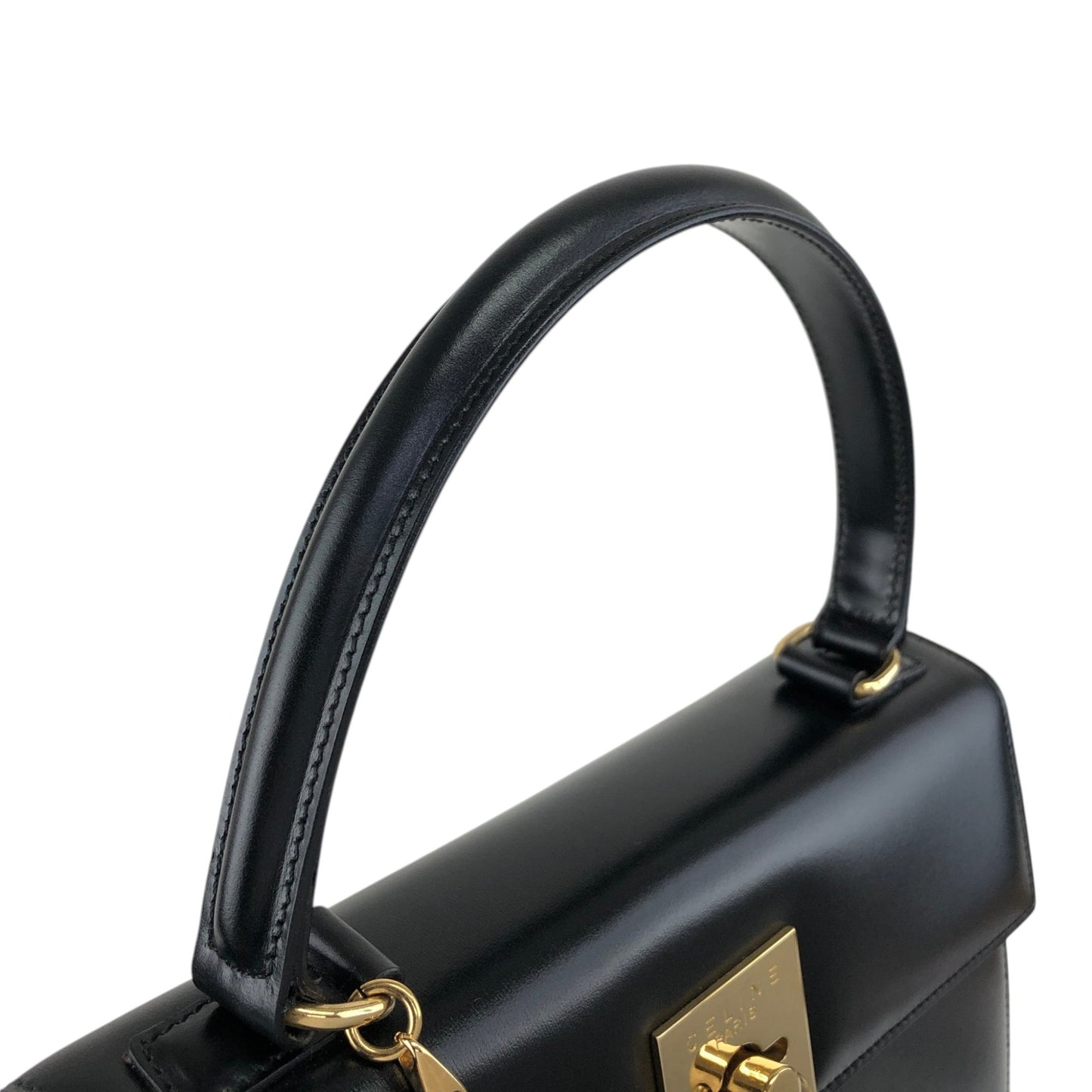 CELINE Gancini Two-way Handbag Shoulder bag Black Vintage nifgs8