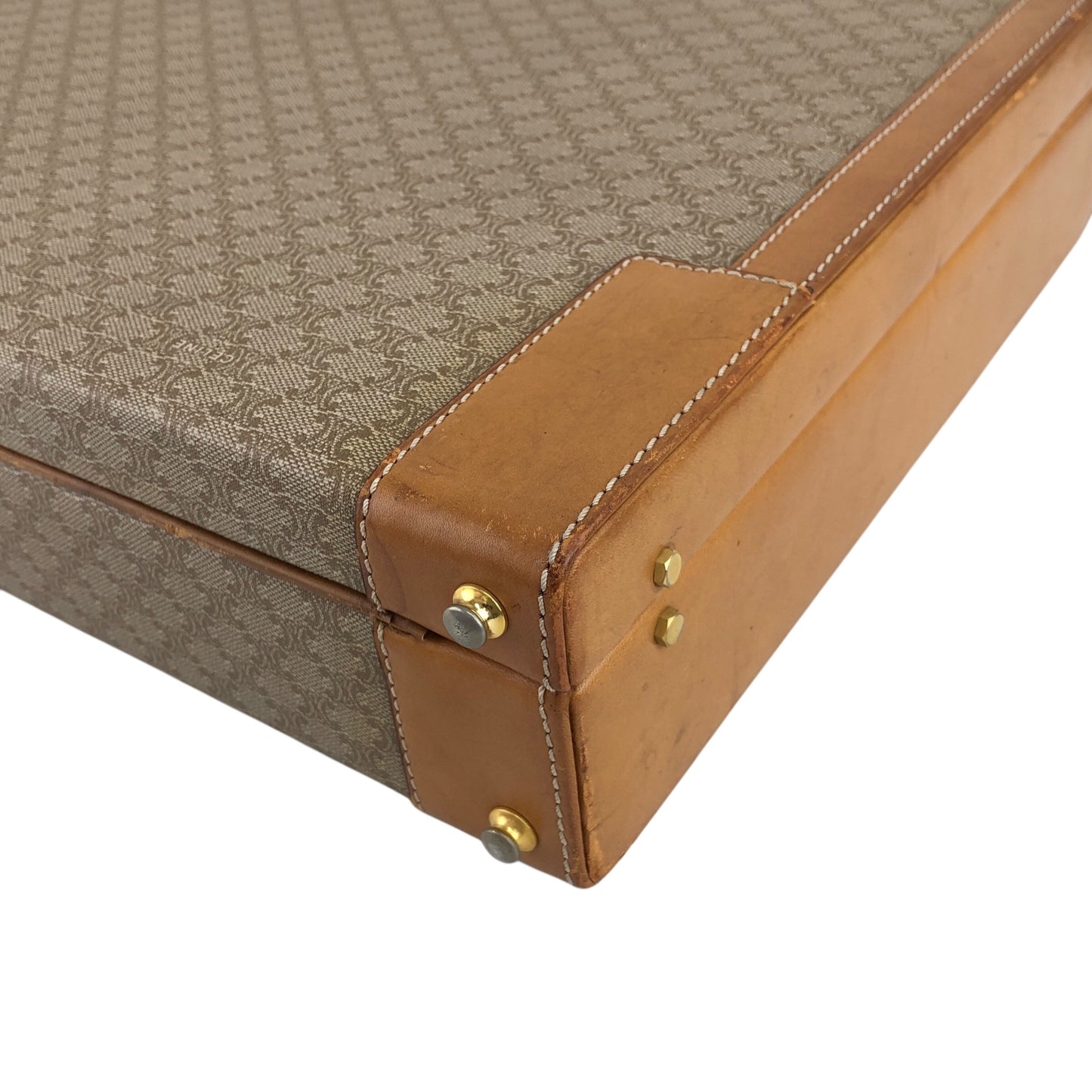 CELINE Macadam Handbag Trunk Case Beige Vintage mp7ck6