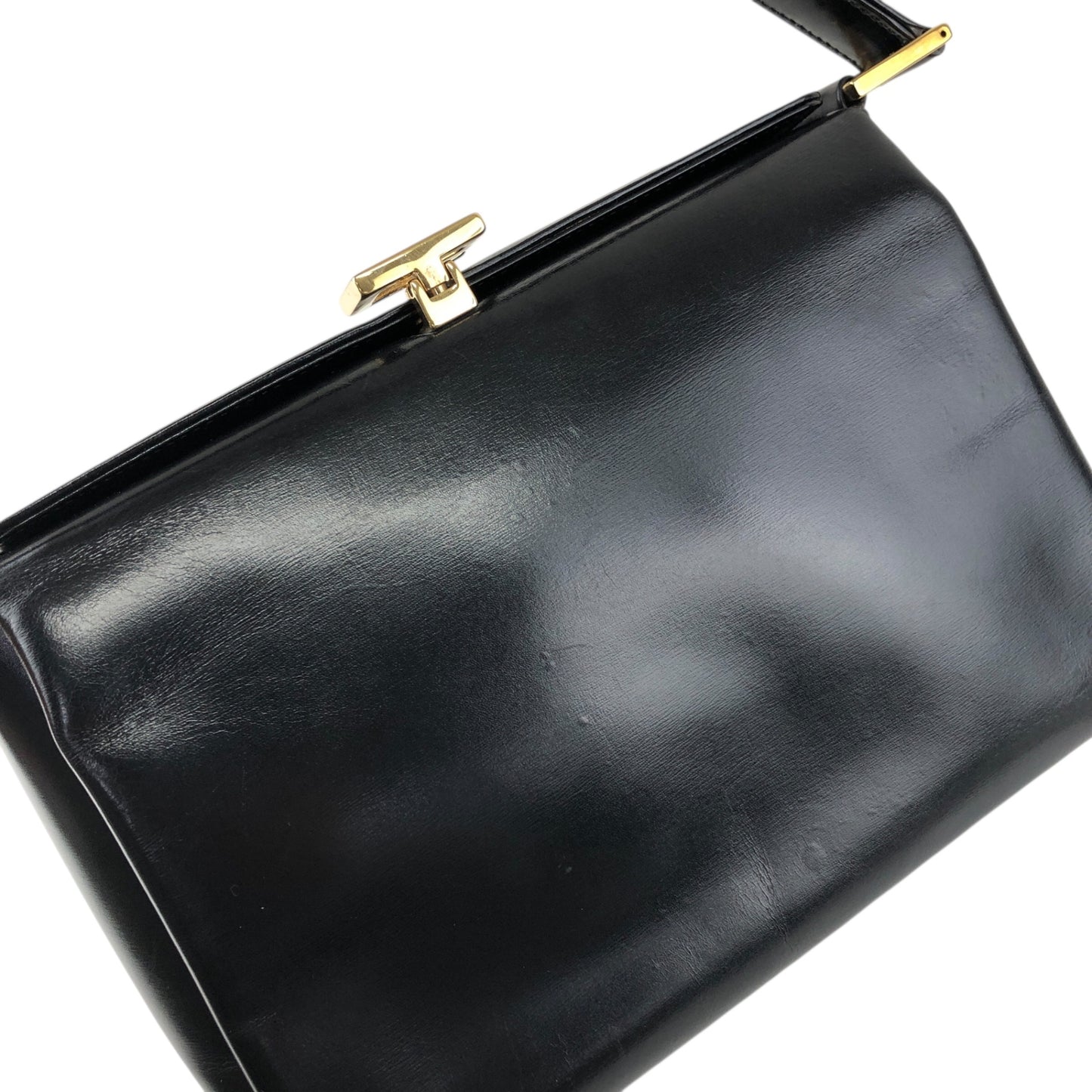 GUCCI Logo Handbag Vanity bag Black Vintage aitdmr