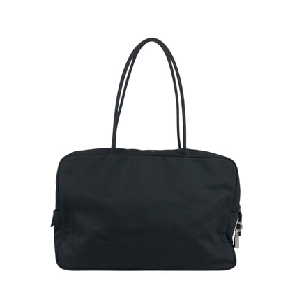 PRADA Tessuto Triangle Logo Padlock Boston bag Handbag Black Vintage 5ybv5s