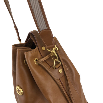 GUCCI Interlocking Drawstring Shoulder bag Brown Vintage 73zgkn