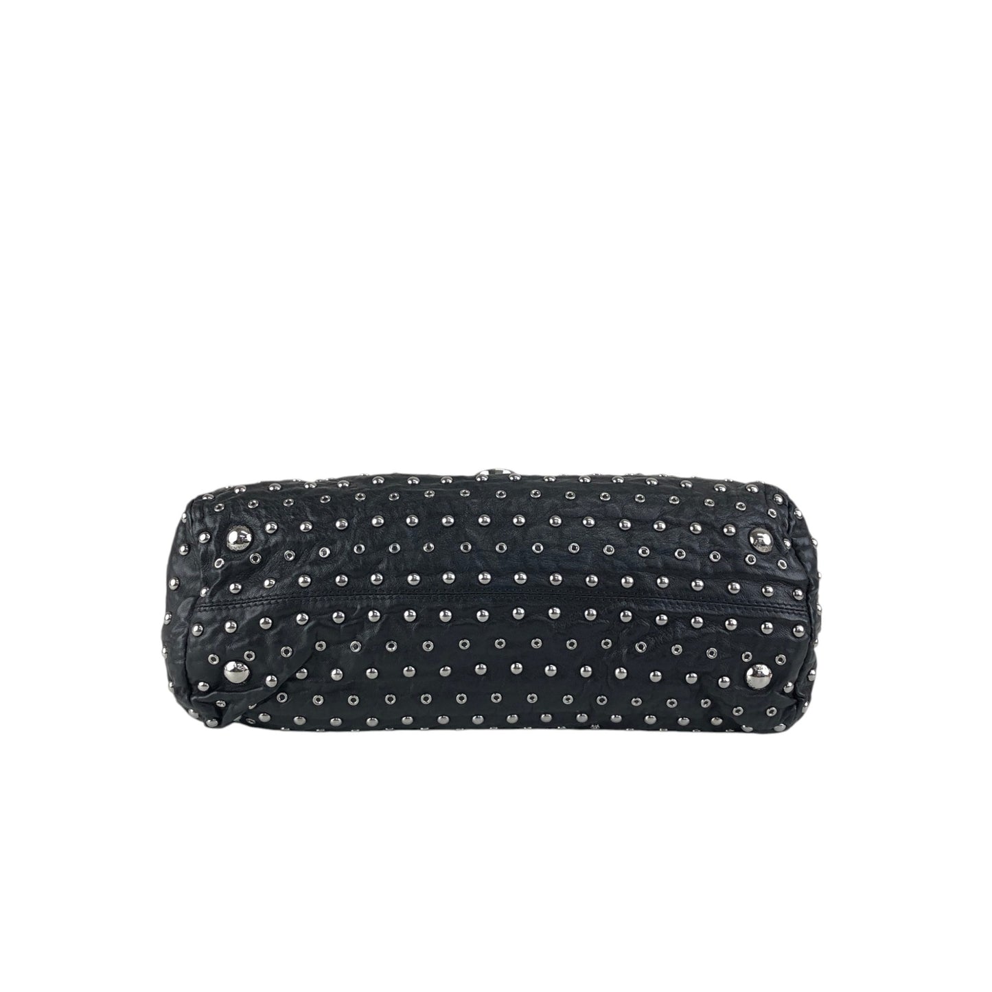 PRADA Studs Pushlock Shoulder bag Black Vintage mh4vuk