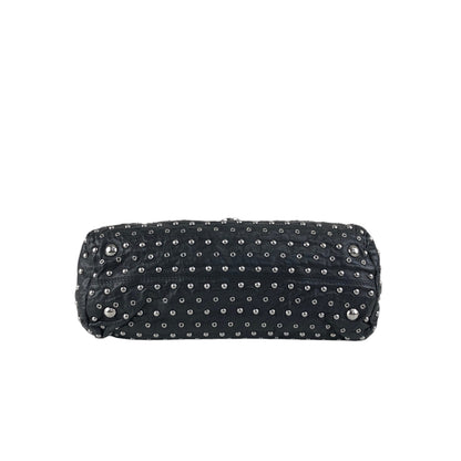 PRADA Studs Pushlock Shoulder bag Black Vintage mh4vuk