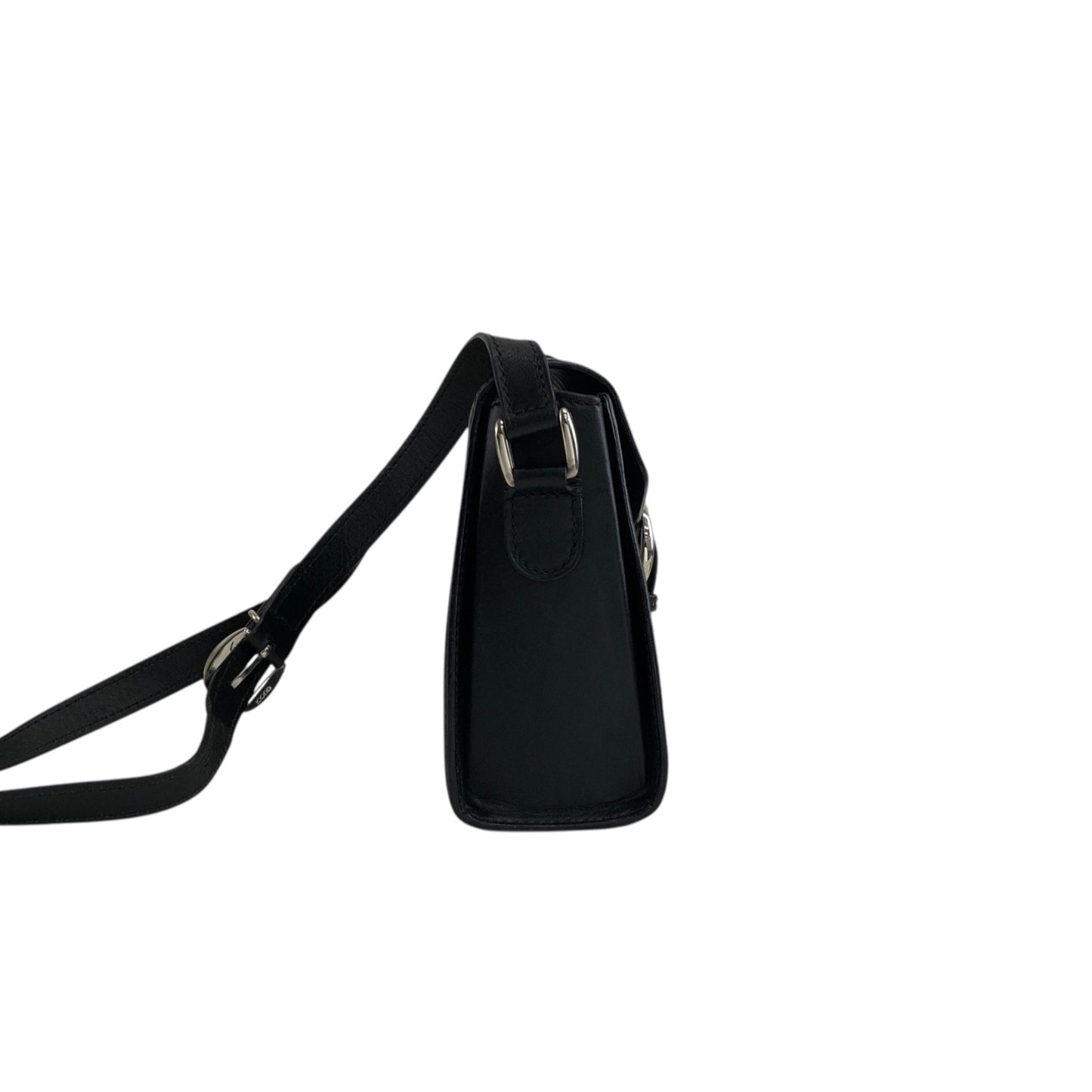 GUCCI Front Buckle Shoulder bag Black Vintage 6rzffs