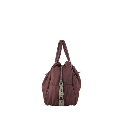 PRADA Logo Handbag Boston bag Brown Vintage 4x2uwa