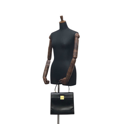 CELINE Gancini Two-way Top Handle Handbag Shoulder bag Black Vintage cjehs7