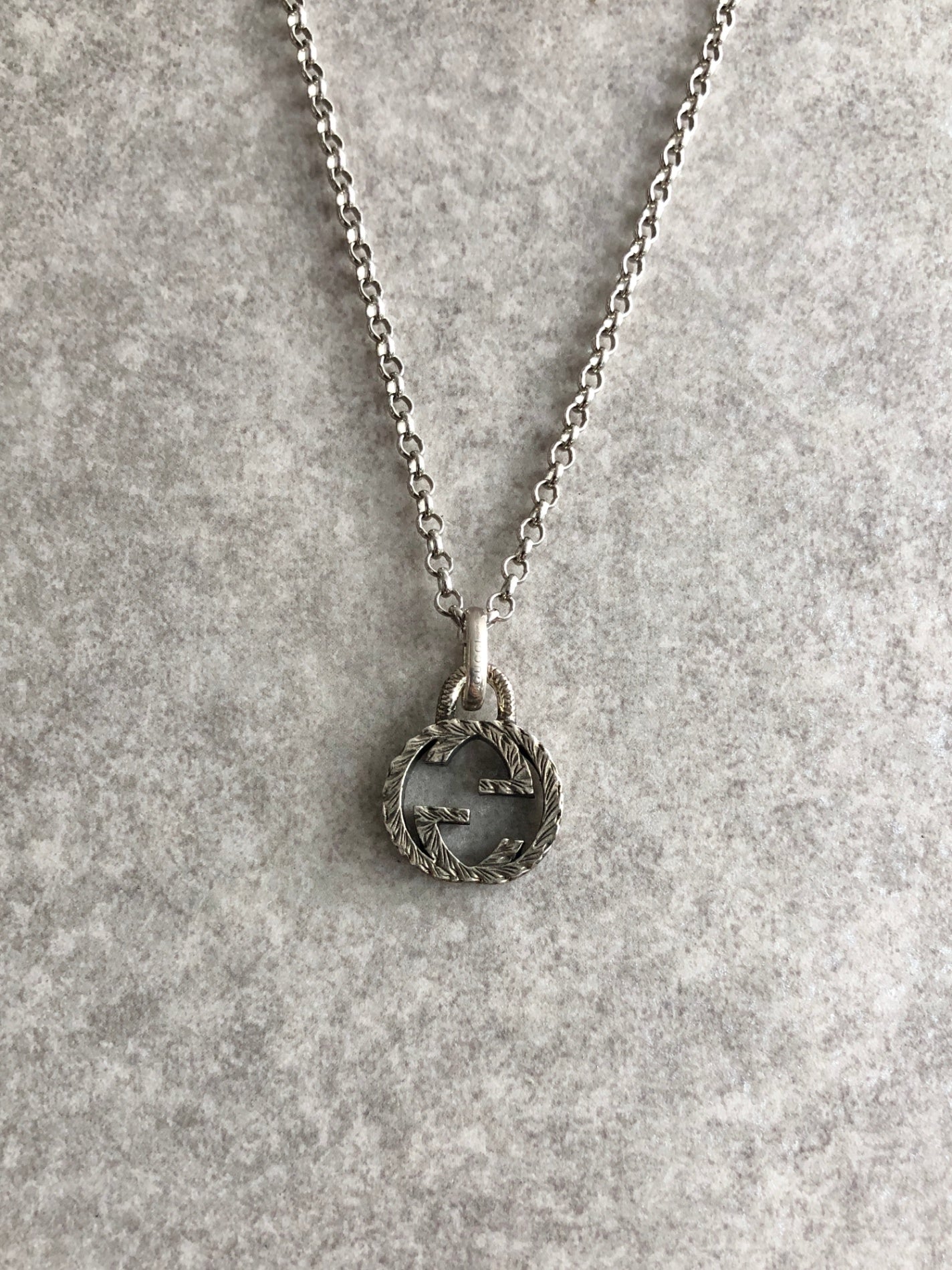 GUCCI Interlocking Necklace Silver Vintage zpfi68