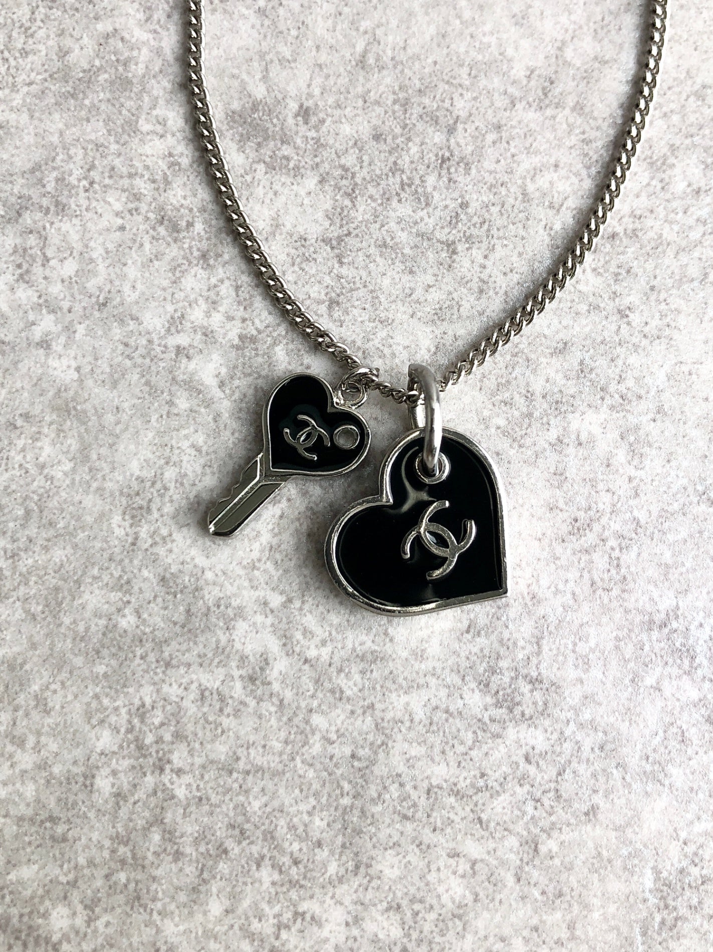CHANEL Coco Mark Bracelet Black×Silver Vintage pz7dmp
