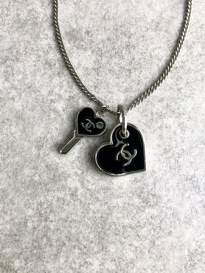 CHANEL Coco Mark Bracelet Black×Silver Vintage pz7dmp