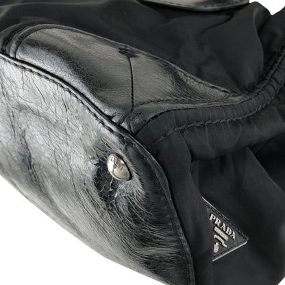 PRADA Triangle Logo Handbag Totebag Black Vintage wd67a4