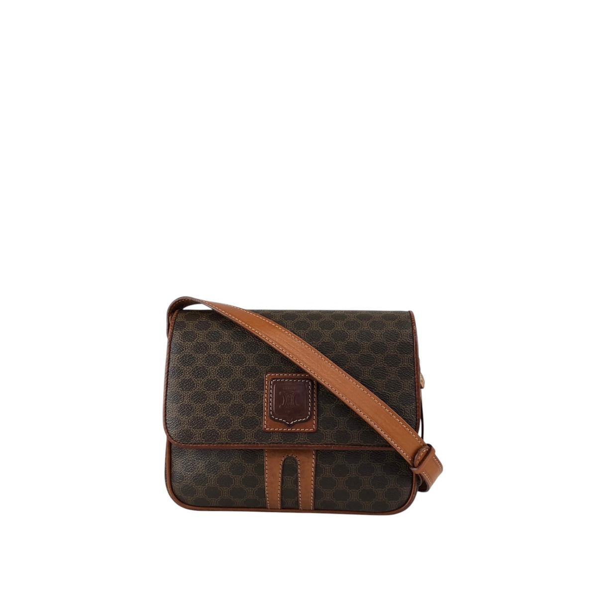 CELINE Macadam Blason Shoulder bag Brown Vintage z55y7s