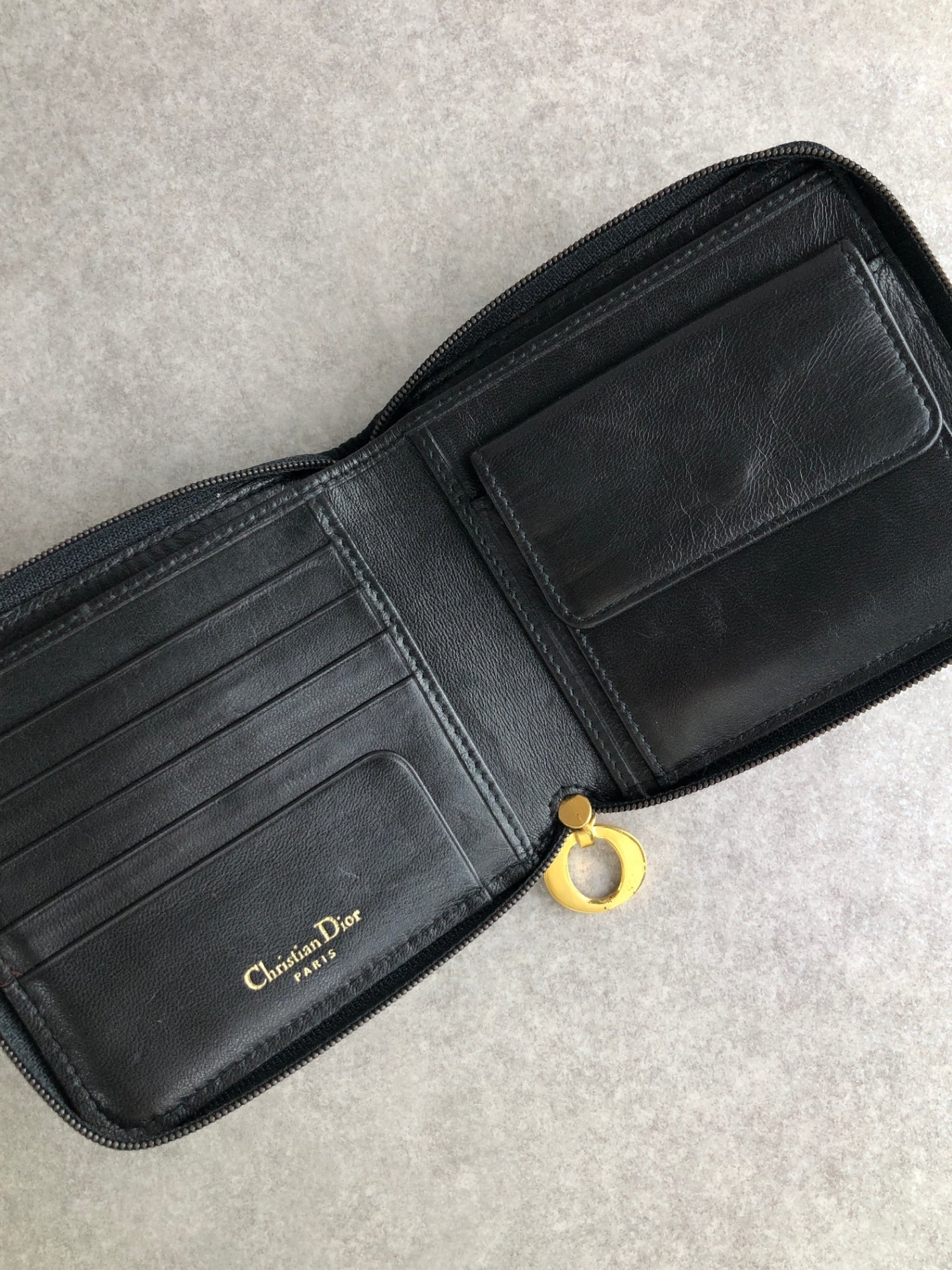 Christian Dior Cannage Folded Wallet Black Vintage ngbmez