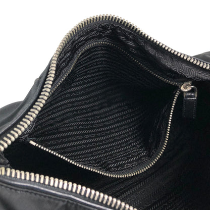 PRADA Tessuto Triangle Logo Shoulder bag Hobobag Black Vintage hub83u