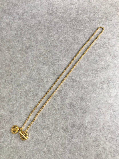 CELINE Triomphe Toggle Clasp Two-way Necklace Gold Vintage u37z5n