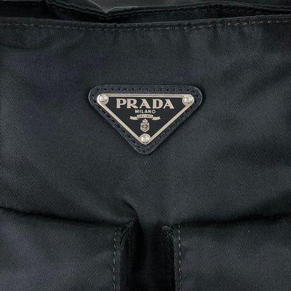 PRADA Tessuto Triangle Logo Double Pocket Totebag Black Vintage bdfpbe