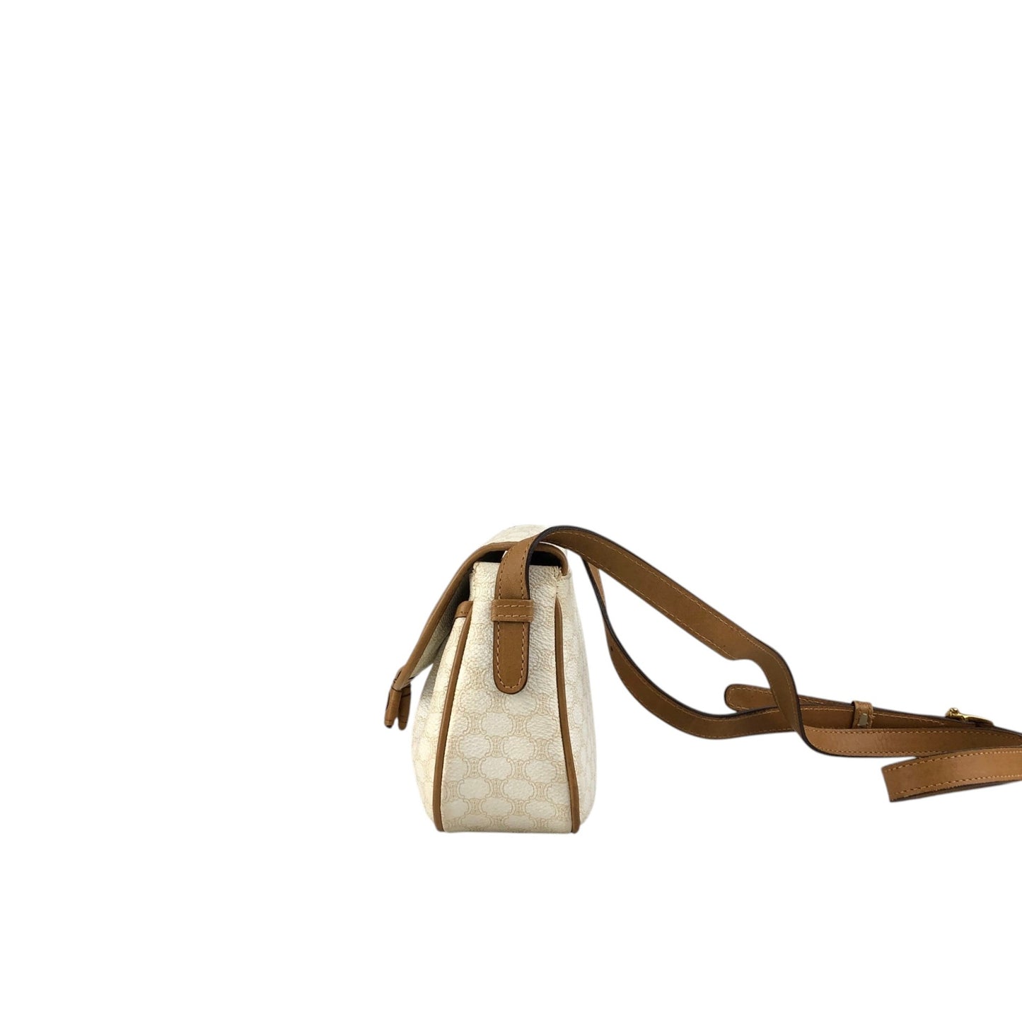 CELINE Macadam Blason Tassel Shoulder bag White Vintage esf7xf