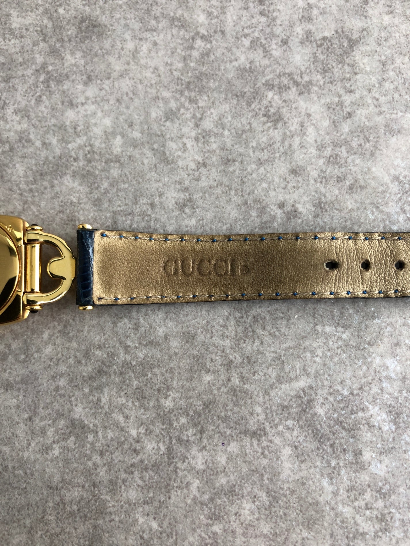 GUCCI Horse Bit Watch Gold×Blue Vintage dfsa2j