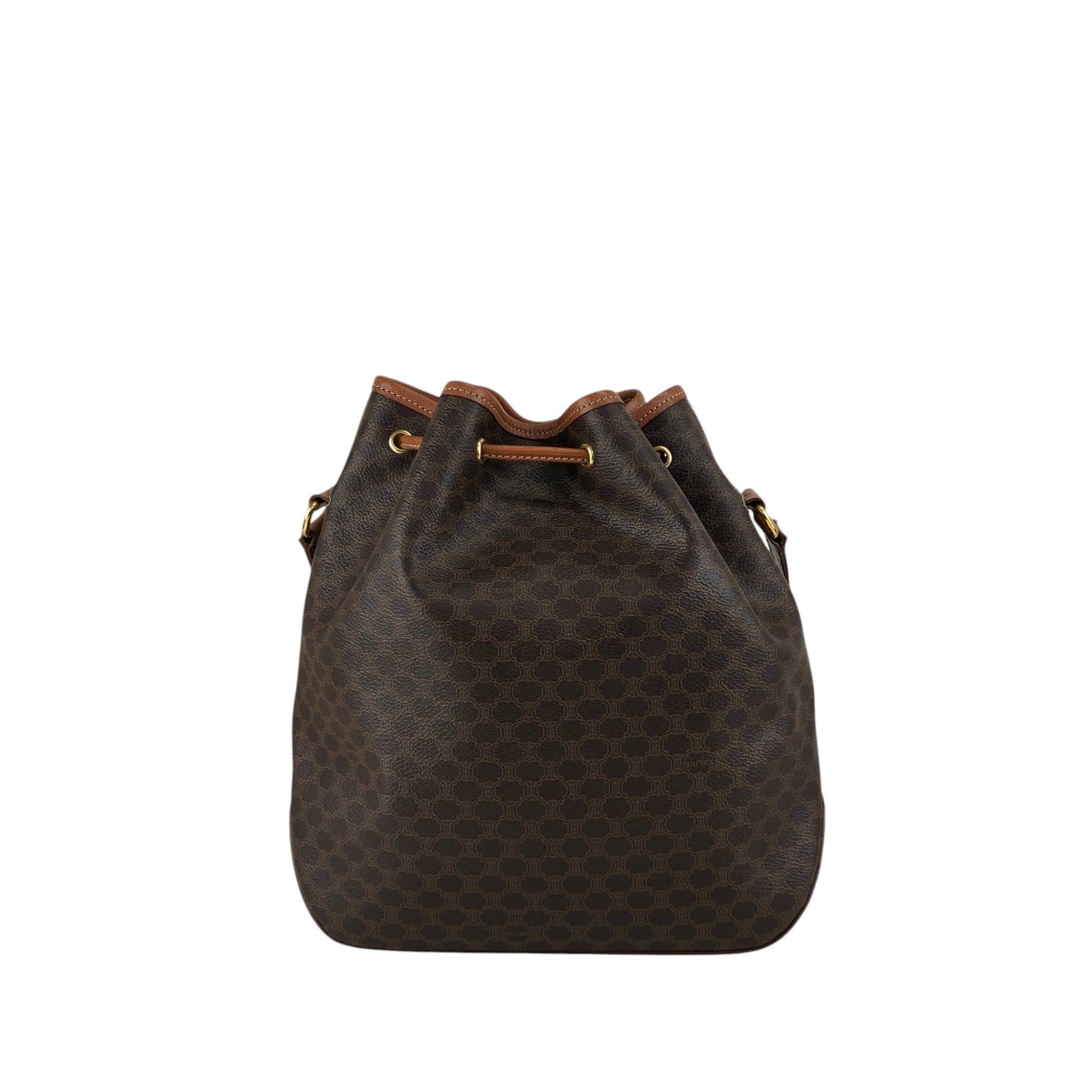 CELINE Macadam Drawstring Shoulder bag Brown Vintage wskrpv