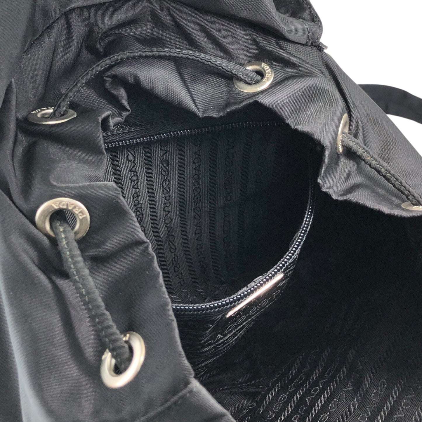 PRADA Tessuto Triangle Logo Double Pocket Backpack Black Vintage vsidzm