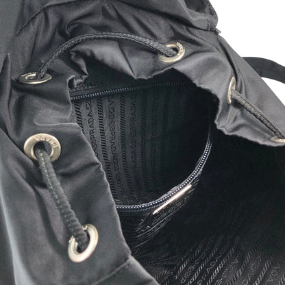 PRADA Tessuto Triangle Logo Double Pocket Backpack Black Vintage vsidzm