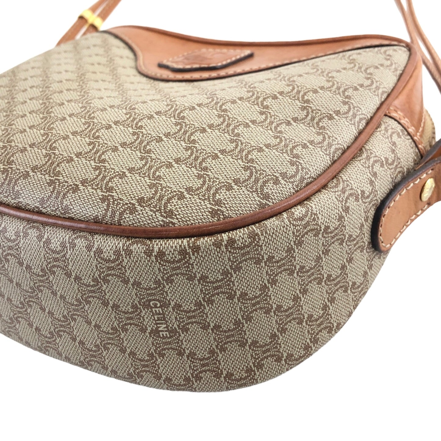 CELINE Macadam Blason Shoulder bag Beige Vintage jfxi7z