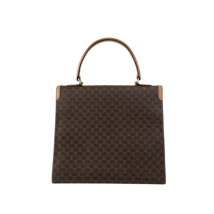 CELINE Macadam Gancini Top Handle Handbag Brown Vintage b7vuin