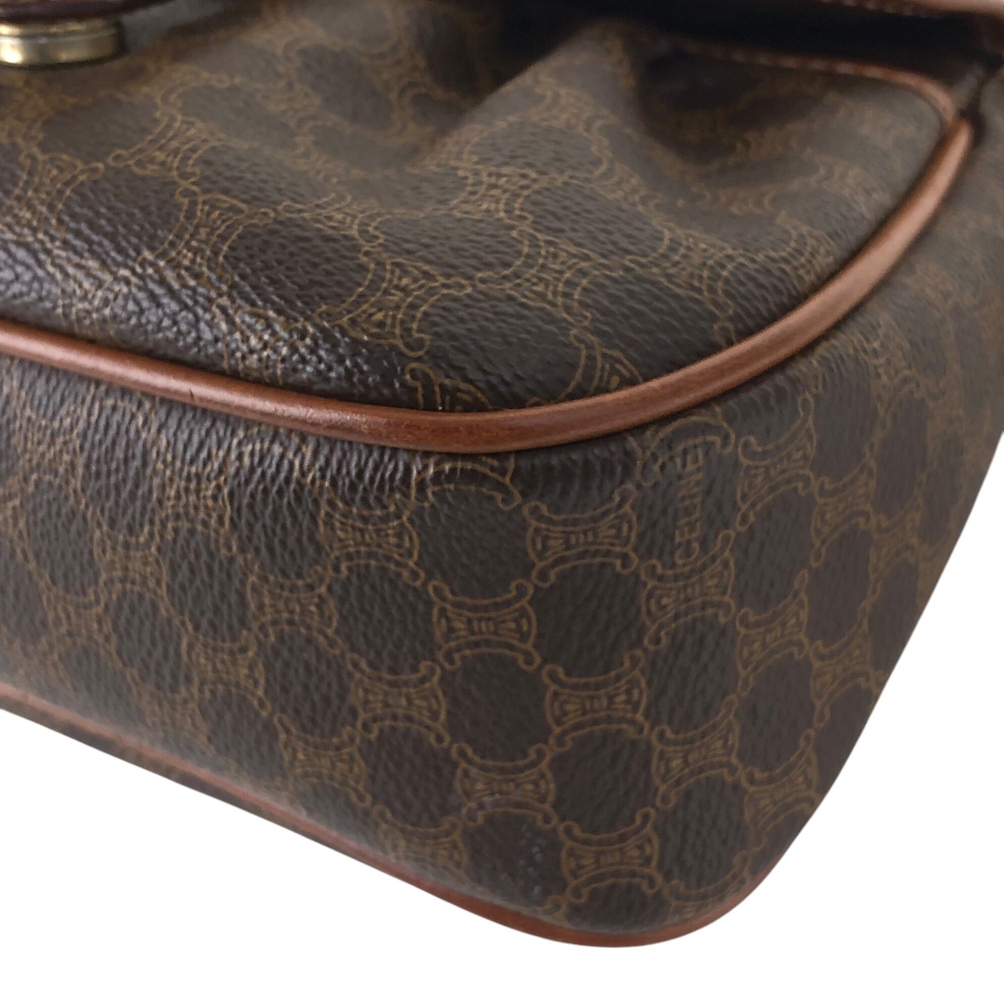 CELINE Macadam Blason Front Buckle Shoulder bag Brown Vintage baktxn