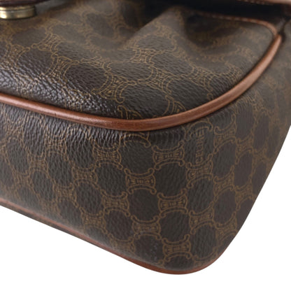 CELINE Macadam Blason Front Buckle Shoulder bag Brown Vintage baktxn
