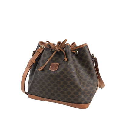 CELINE Macadam Blason Drawstring Small Shoulder bag Brown Vintage 6z2wx2
