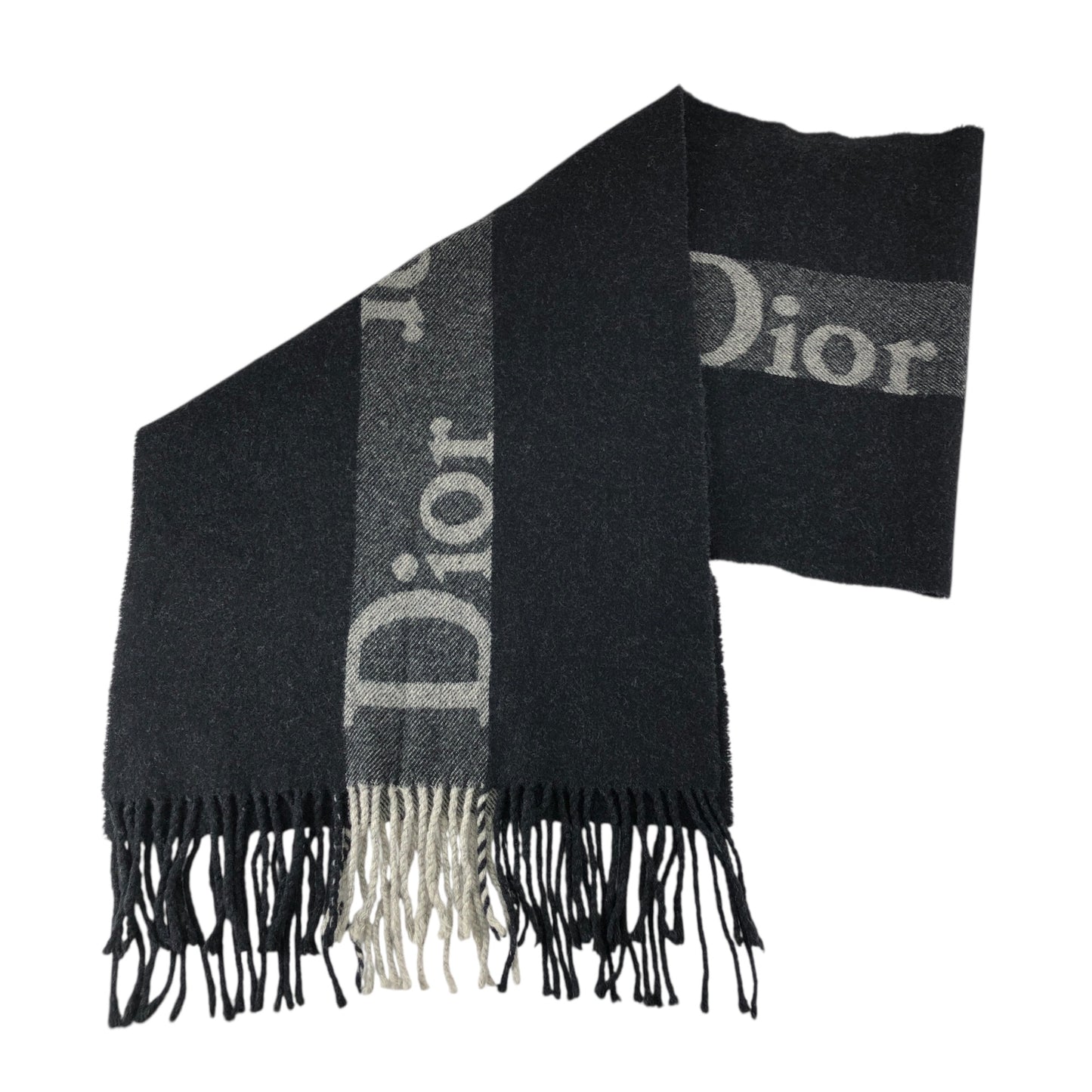 Christian Dior Logo Scarf Black Vintage 3xf4yd