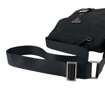 PRADA Tessuto Triangle Logo Front Buckle Shoulder bag Black Vintage g8uwx8