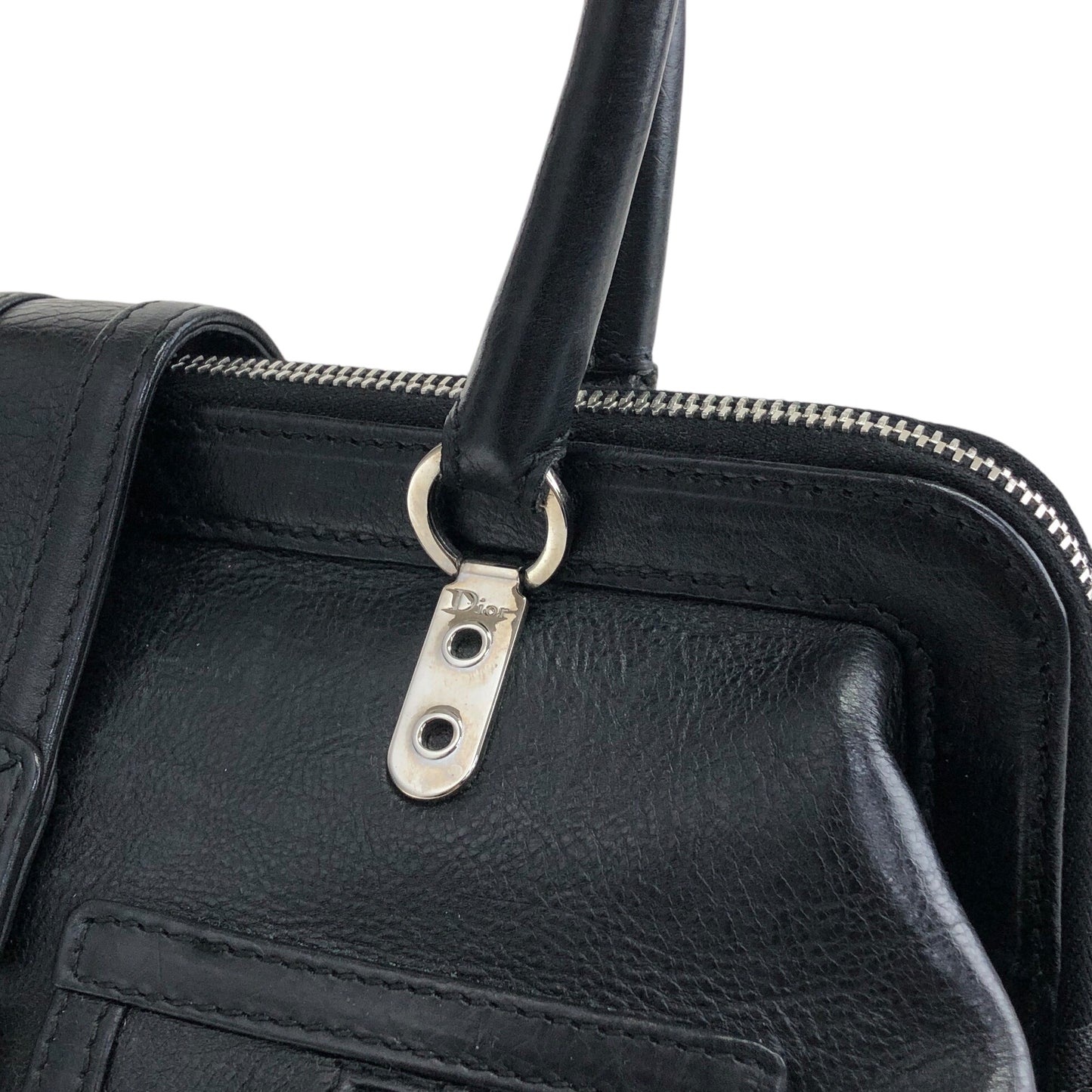 Christian Dior Logo Handbag Black Vintage ntaxds