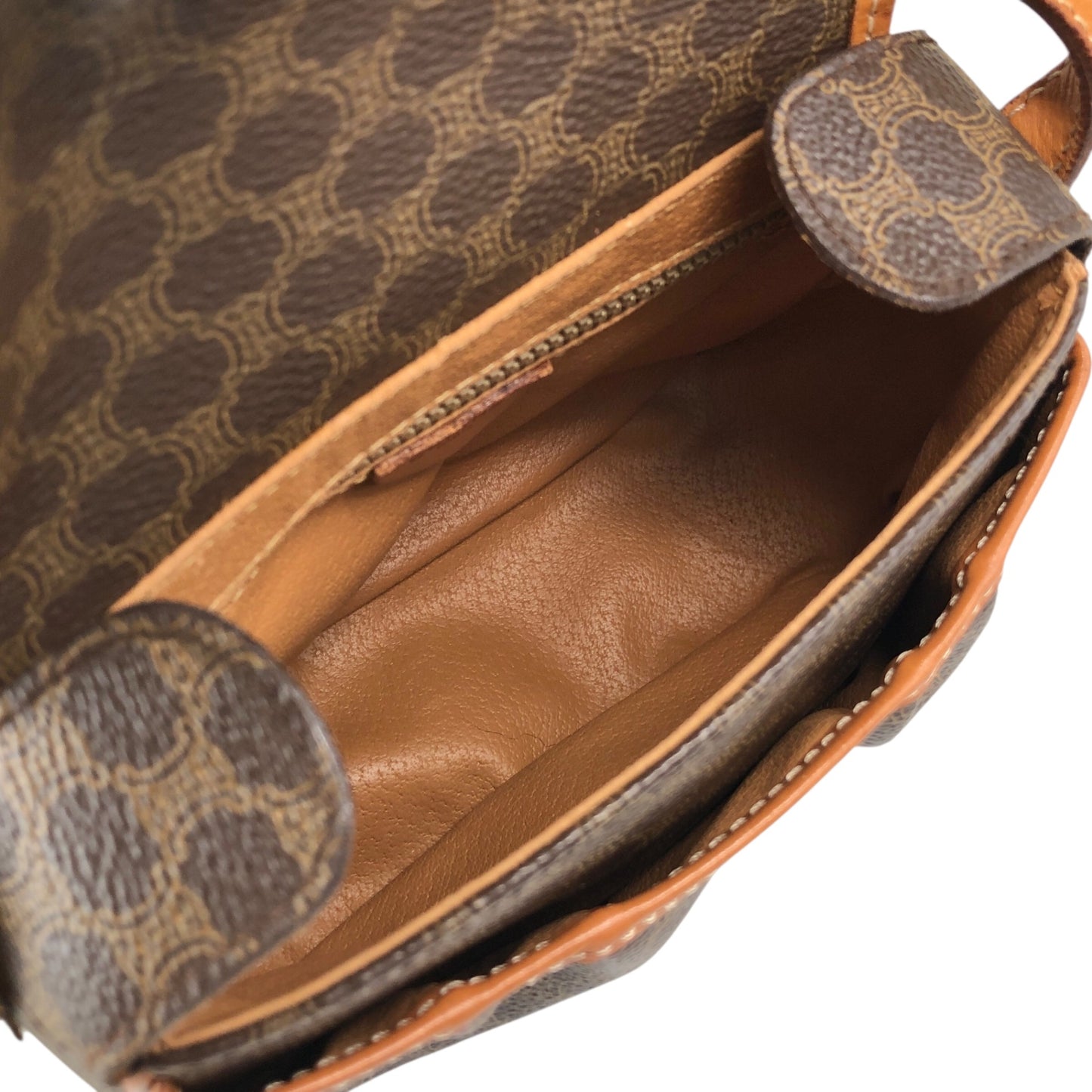 CELINE Macadam Blason Front Buckle  Shoulder bag Brown Vintage gzgnsp