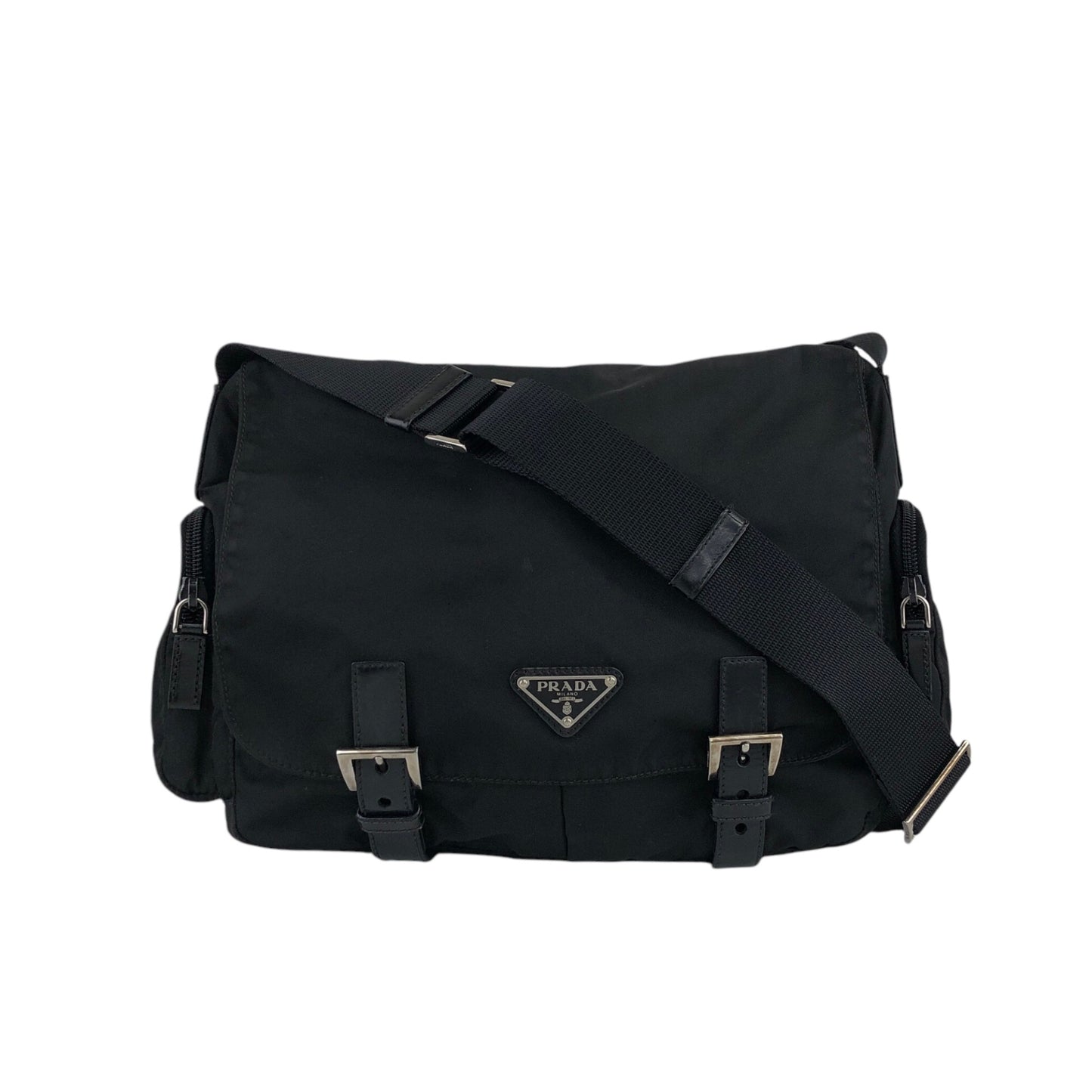 PRADA Triangle Logo Shoulder bag Black Vintage irzipj