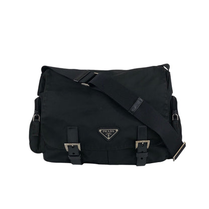 PRADA Triangle Logo Shoulder bag Black Vintage irzipj