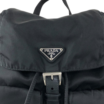 PRADA Tessuto Triangle Logo Double Pocket Backpack Black Vintage e8i3ab