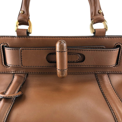 LOEWE Turn Lock Handbag Brown Vintage u4bec7