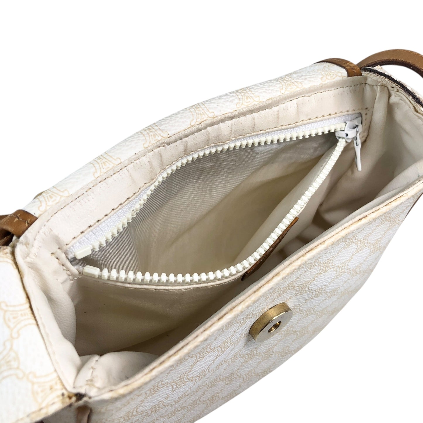 CELINE Macadam Horse Bit Shoulder bag White Vintage ctjind