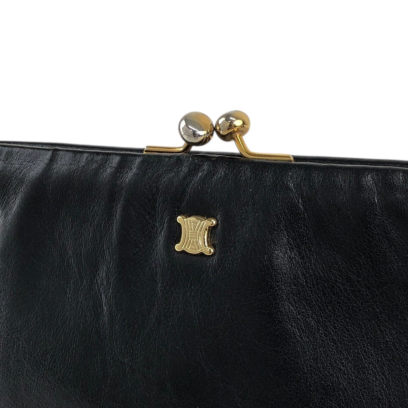 CELINE Blason Metal Clasp Chain Shoulder bag Black Vintage fsu5cp
