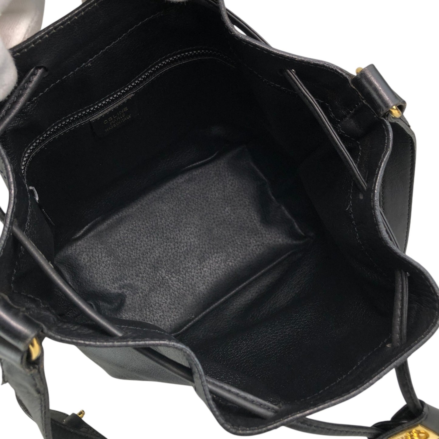 CELINE Blason Drawstring Shoulder bag Black Vintage 2vim3n