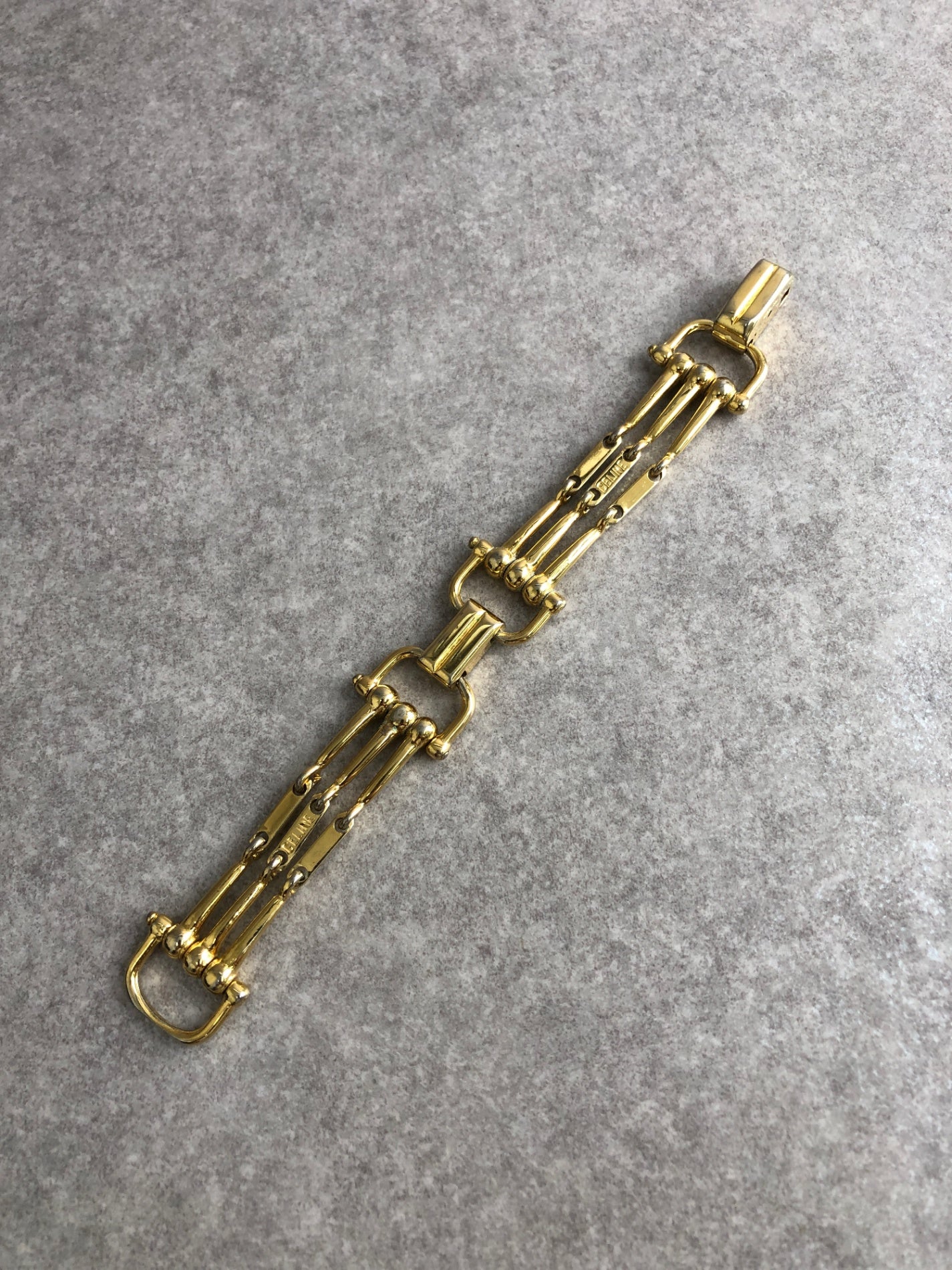 CELINE Horse Bit Bracelet Gold Vintage vyxeaa